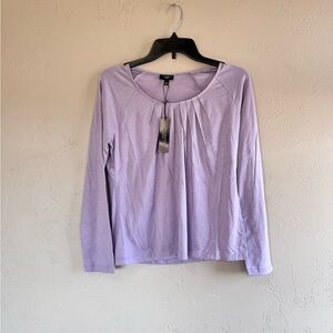 Talbots Light Purple Long-Sleeve Pleated Scoop Neck Top